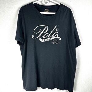 Polo Ralph Lauren T-shirt Men's Large Blue Gray Graphic Manhattan